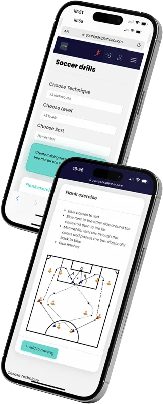 two vertical iphones with yoursportplanner app