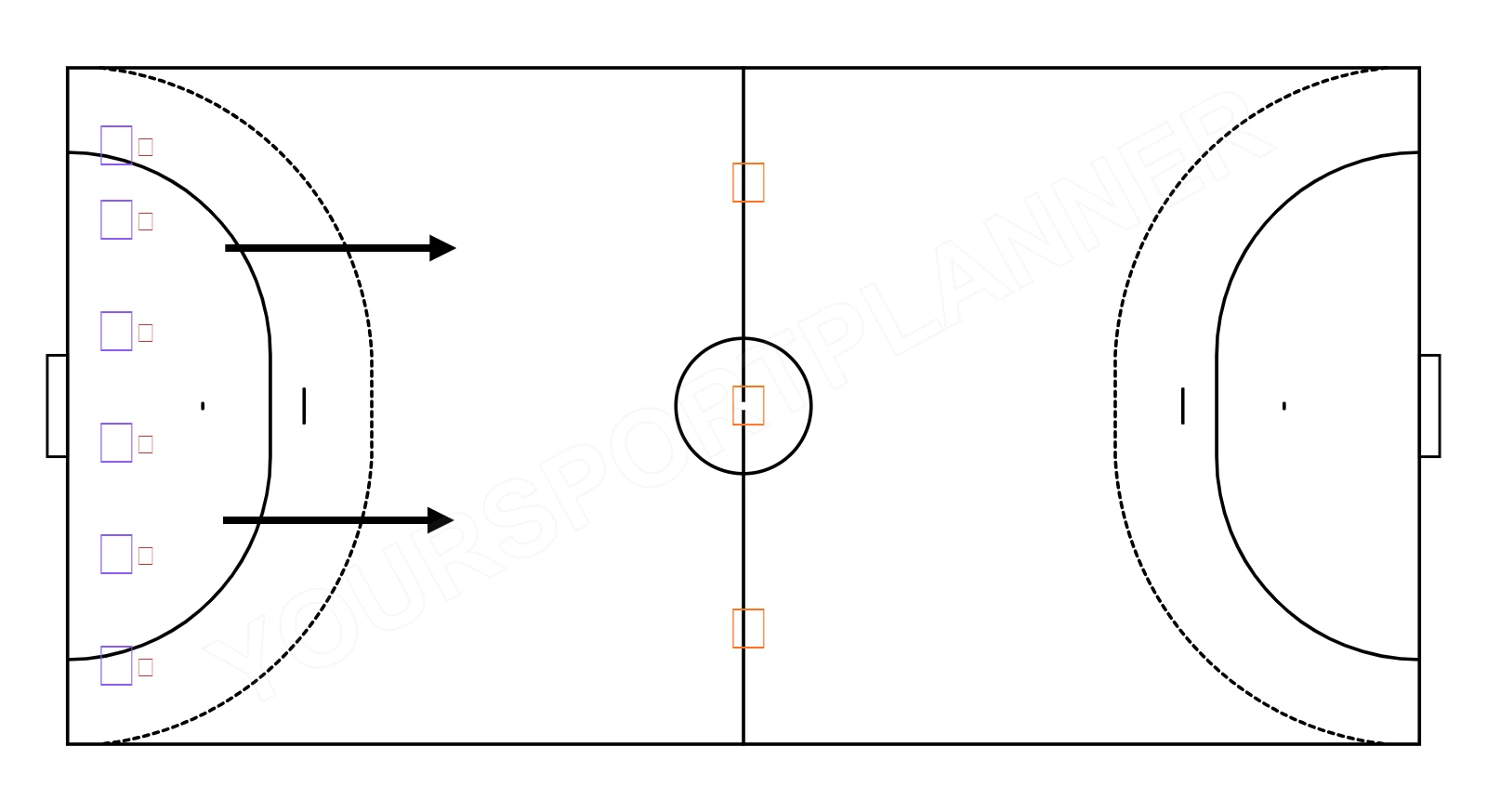 drawing Running across with the ball