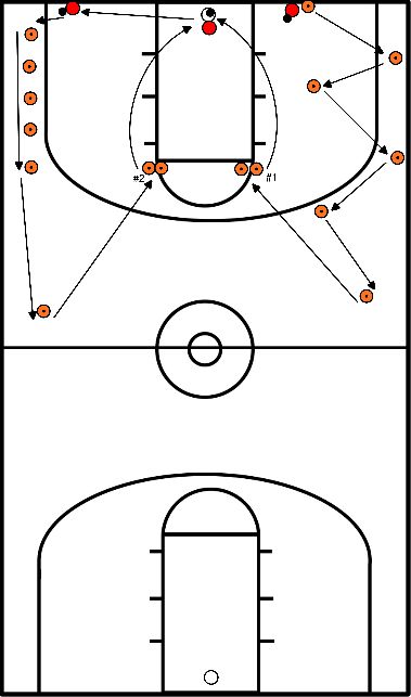 peregrination enkel Fitness Basketball exercise warm-up 1 (zig-zag half-court)