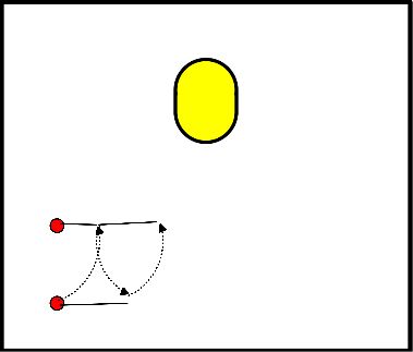 drawing catching and throwing at a moving player