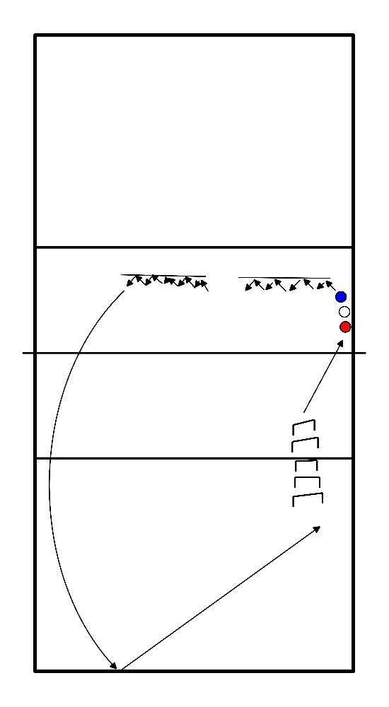 drawing Ejercicio de calentamiento defensa con banco