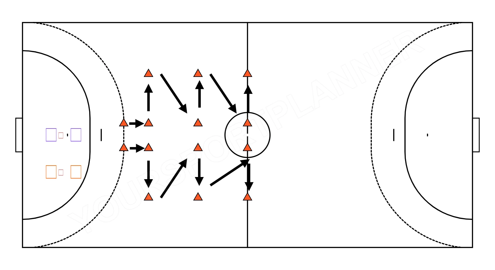 drawing Entraînement de conditionnement avec parcours en forme de sapin de noël