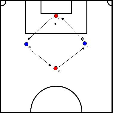 drawing opwarming 1 bal rond spelen in ruitvorm