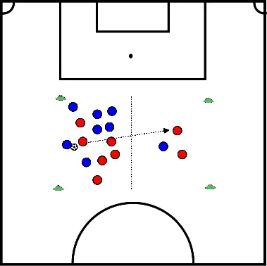 drawing 8 tegen 8 positiespel met overspelen