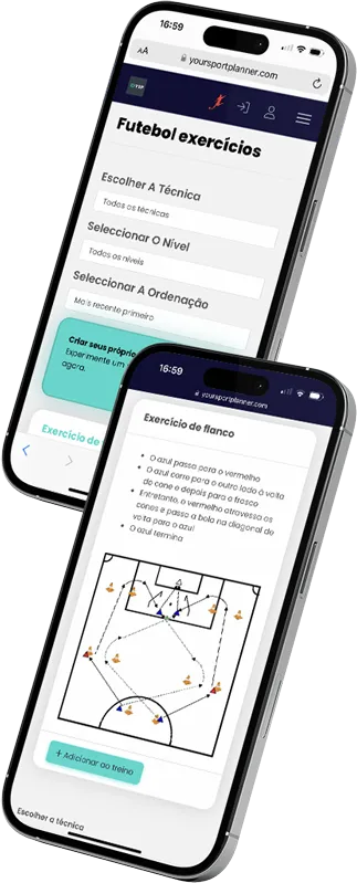 two vertical iphones with yoursportplanner app