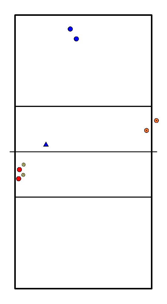 drawing Batimento com bola de ponta e defesa.