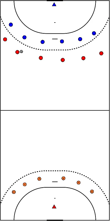 drawing Jogo de 3 equipas no campo inteiro
